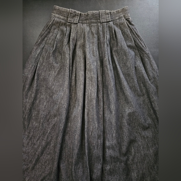 Vintage - Ralph Lauren 80's Light Grey Cotton Denim Midi Skirt - Size 10 - Picture 7 of 10